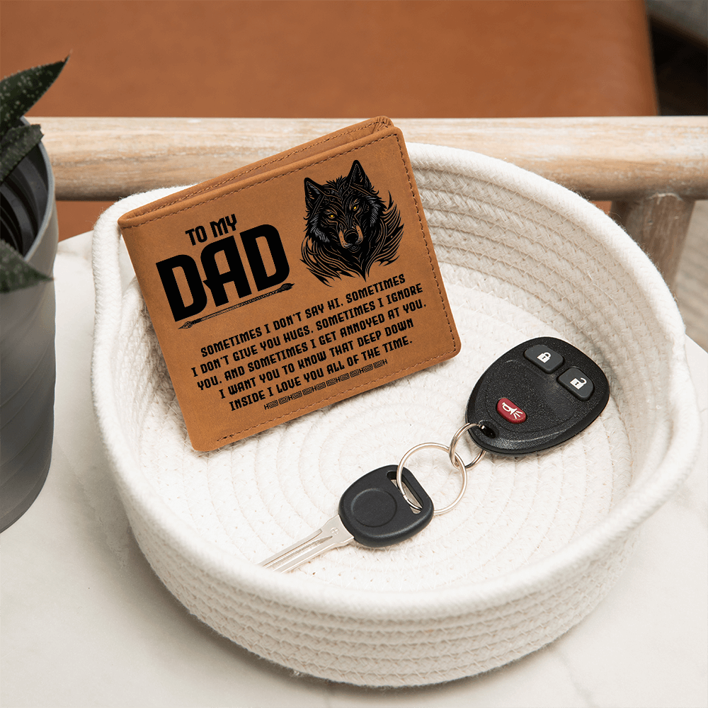 I Want You to Know That Deep Down Inside I Love You All of the Time Graphic Leather Wallet Father's Day Gift for Father, Gift for Dad