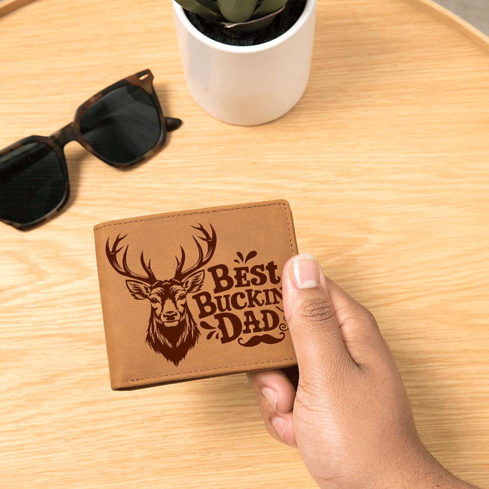 Best Buckin' Dad Graphic Leather Wallet Father's Day Gift for Father, Gift for Dad
