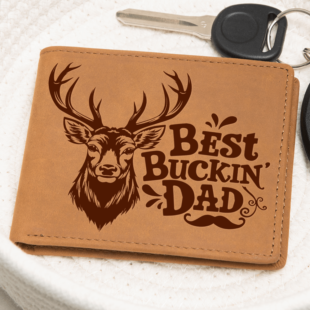 Best Buckin' Dad Graphic Leather Wallet Father's Day Gift for Father, Gift for Dad