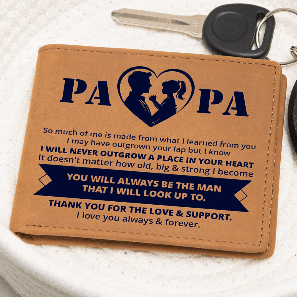 Papa, So Much Of Me is Made From What I Learned From You Graphic Leather Wallet Father's Day Gift for Father, Gift for Dad