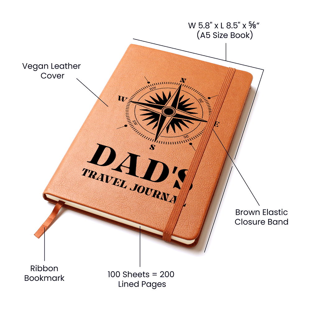 Dad Travel Journal Graphic Leather Wallet Father's Day Gift for Father, Gift for Dad