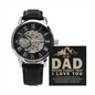 To My Dad, Never Forget That I Love You Openwork Watch Father's Day Gift for Father, Gift for Dad