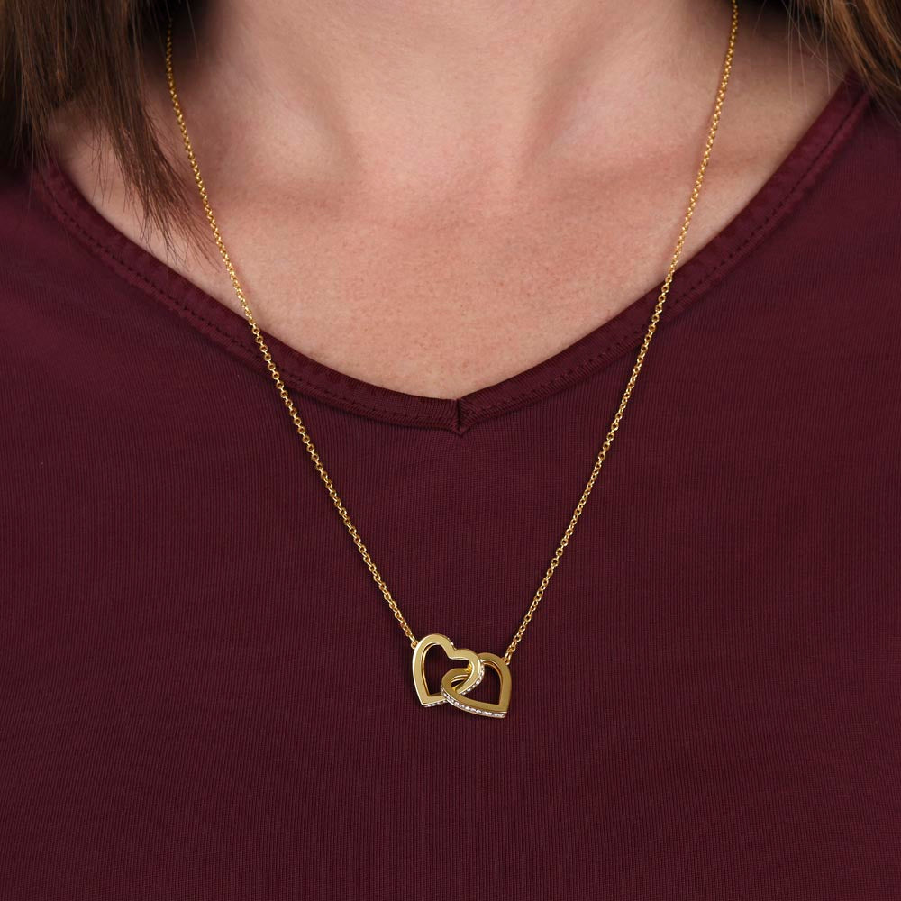 To My Mother You are My Constant Support Interlocking Hearts Necklace (Yellow & White Gold Variants)