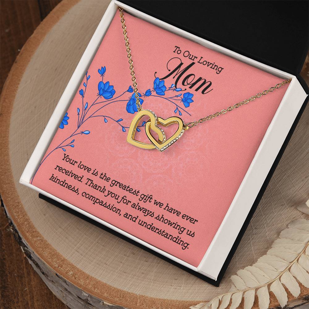 To our loving Mom Your Love is the greatest gift Interlocking Hearts Necklace (Yellow & White Gold Variants)