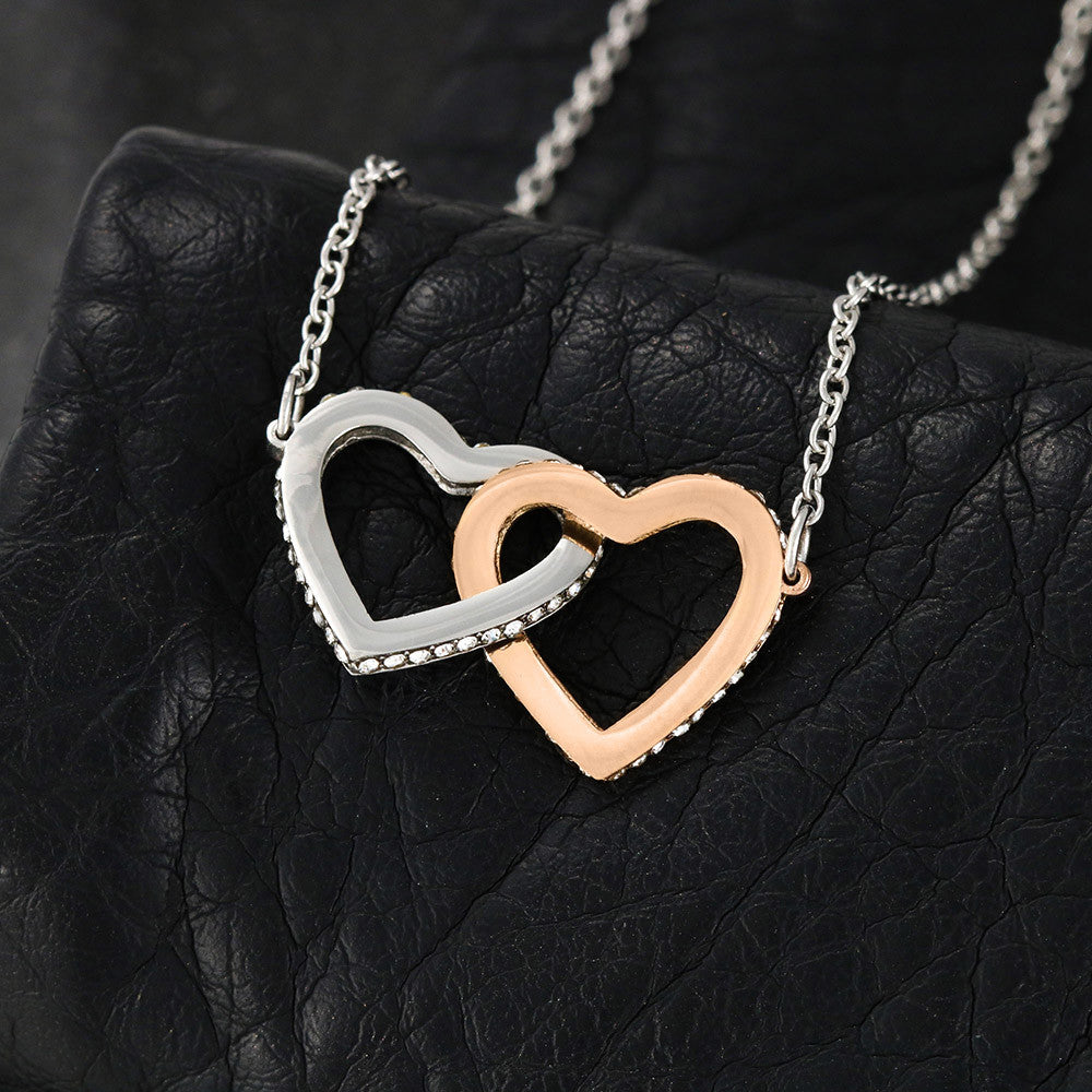 To My Mother You are My Constant Support Interlocking Hearts Necklace (Yellow & White Gold Variants)