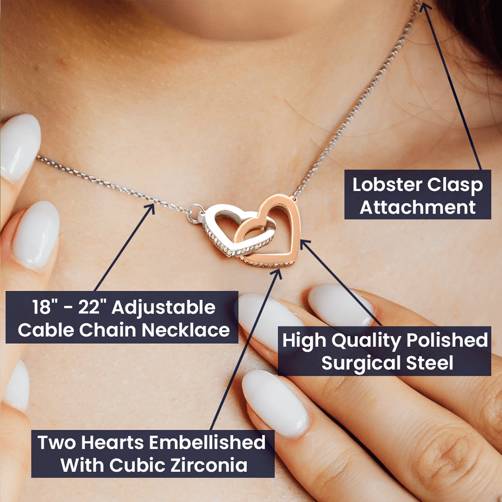 To My Mother You are My Constant Support Interlocking Hearts Necklace (Yellow & White Gold Variants)