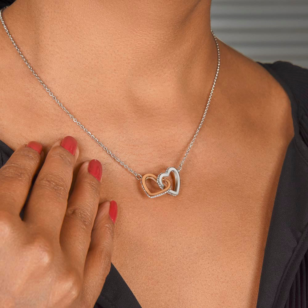 To Our Grandma You stole our Heart From the Very start Interlocking Hearts Necklace (Yellow & White Gold Variants)