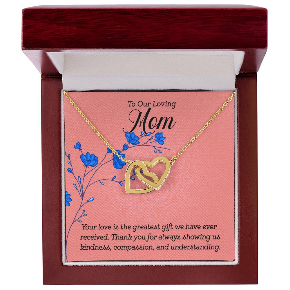 To our loving Mom Your Love is the greatest gift Interlocking Hearts Necklace (Yellow & White Gold Variants)