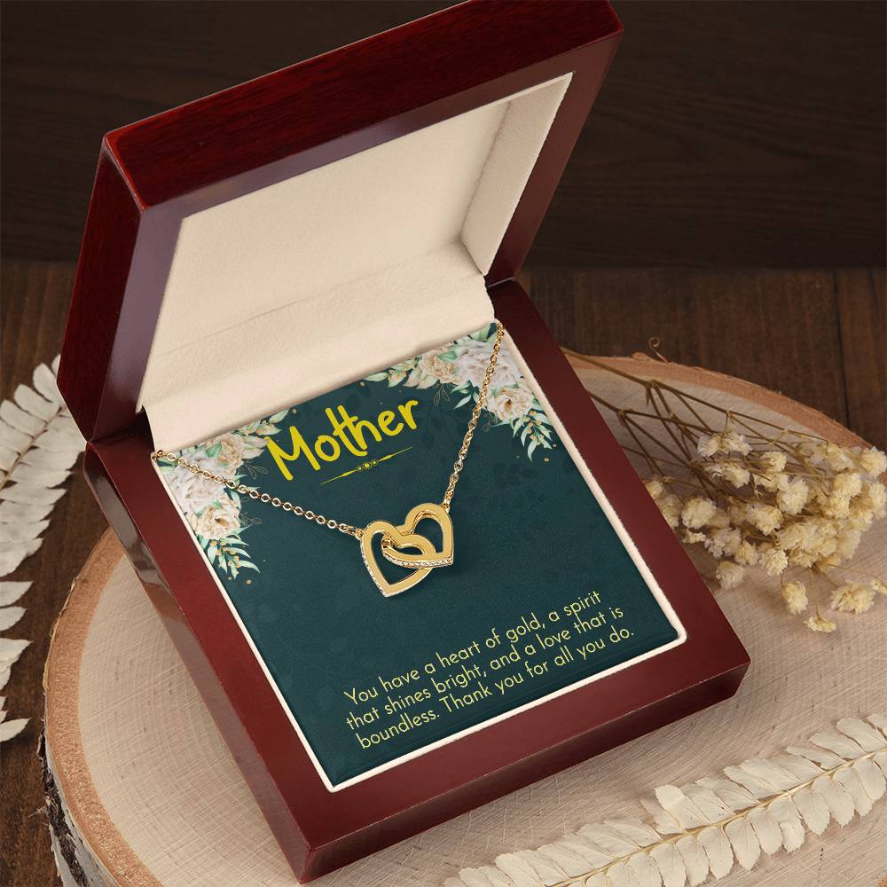 Mother You have a Heart of Gold Interlocking Hearts Necklace (Yellow & White Gold Variants)