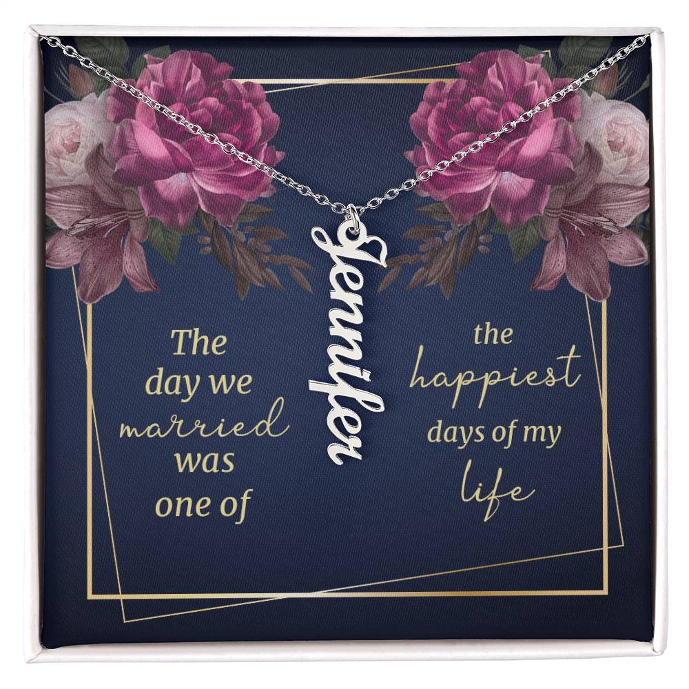 To My Wife / To my Soulmate Vertical Name Necklace W/MC Personalized Name Necklace – Known & Loved