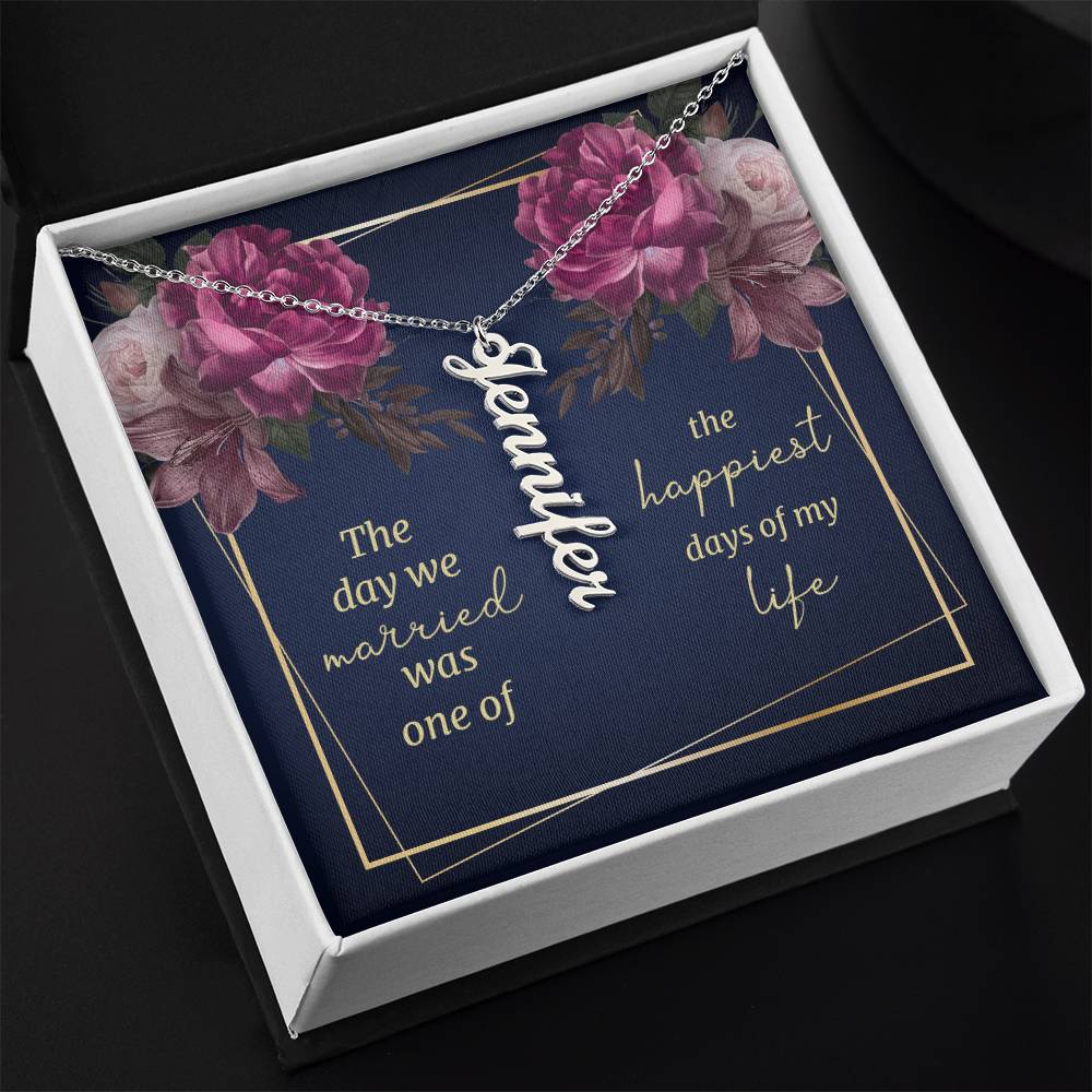 To My Wife / To my Soulmate Vertical Name Necklace W/MC Personalized Name Necklace – Known & Loved