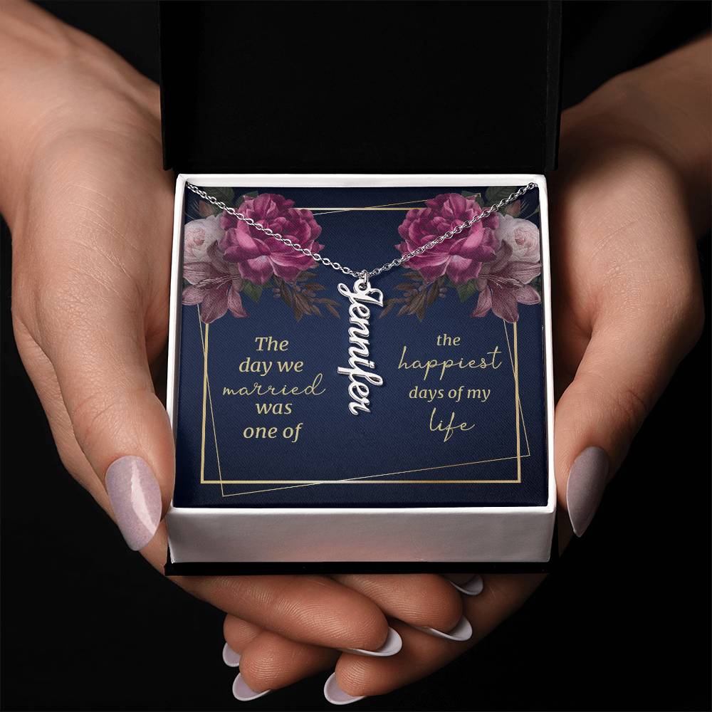 To My Wife / To my Soulmate Vertical Name Necklace W/MC Personalized Name Necklace – Known & Loved