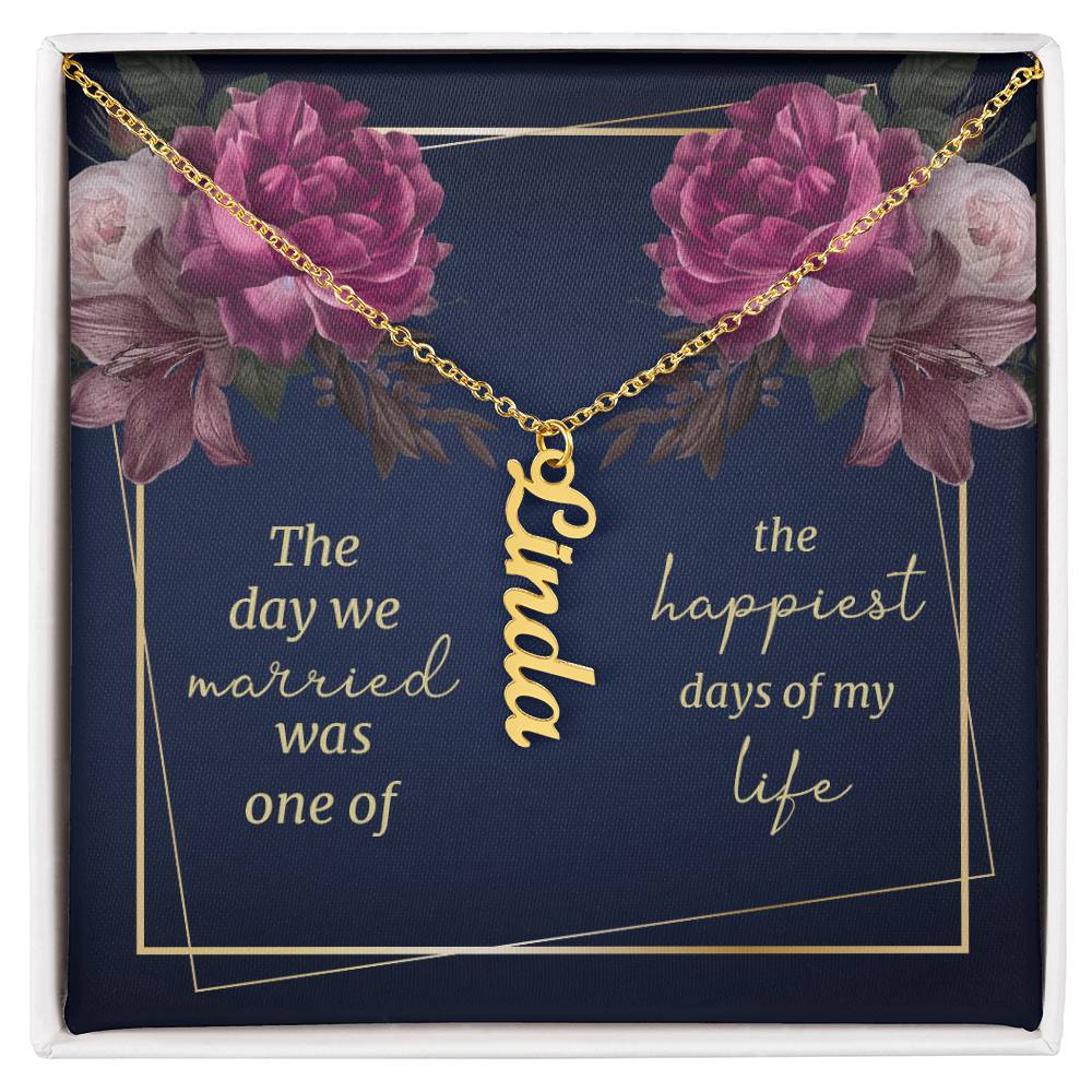 To My Wife / To my Soulmate Vertical Name Necklace W/MC Personalized Name Necklace – Known & Loved