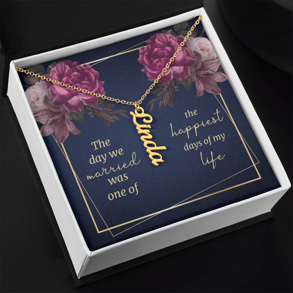 To My Wife / To my Soulmate Vertical Name Necklace W/MC Personalized Name Necklace – Known & Loved