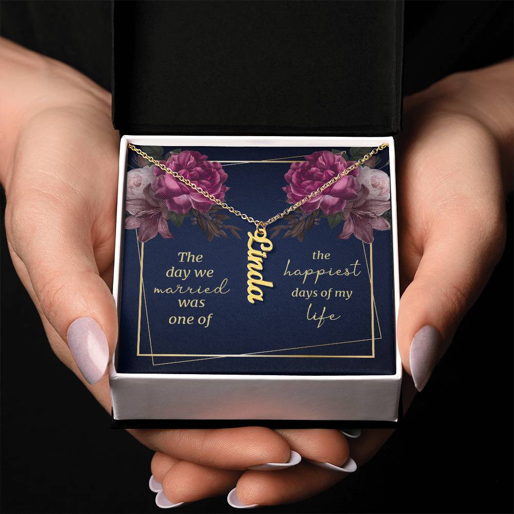 To My Wife / To my Soulmate Vertical Name Necklace W/MC Personalized Name Necklace – Known & Loved
