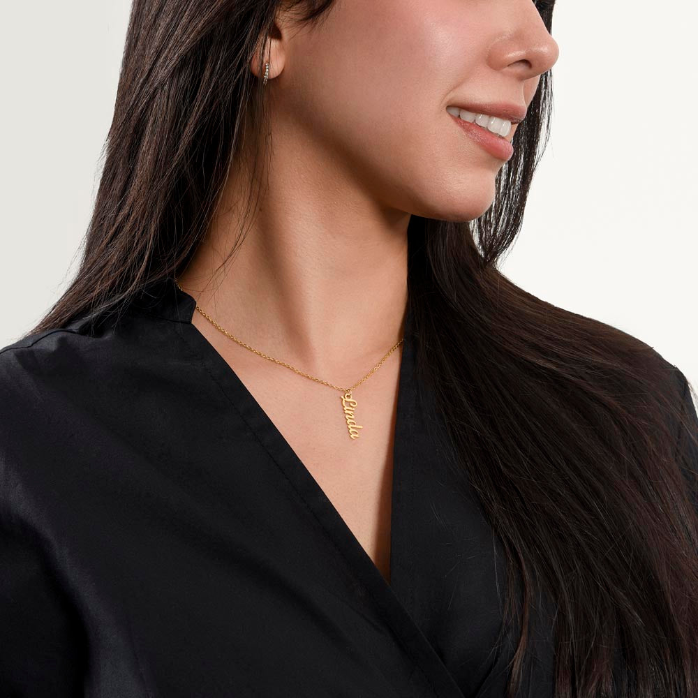 To My Wife / To my Soulmate Vertical Name Necklace W/MC Personalized Name Necklace – Known & Loved