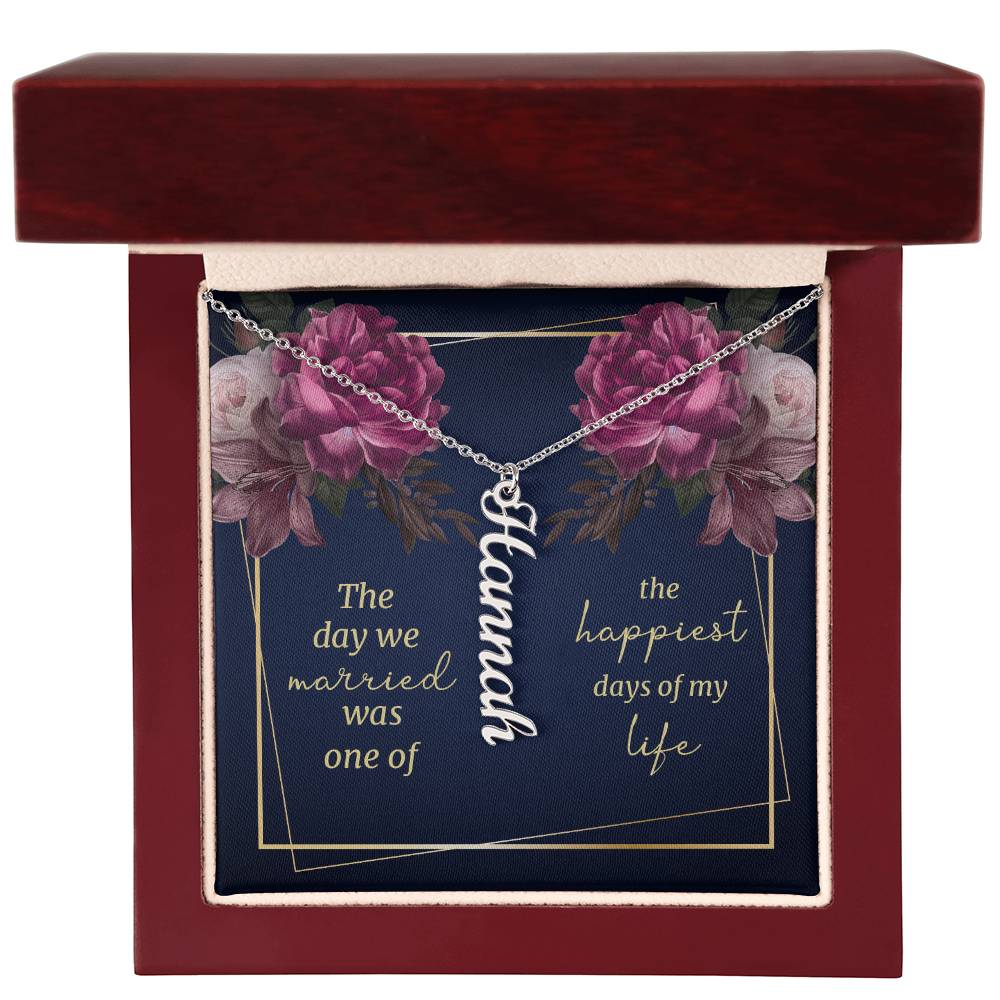 To My Wife / To my Soulmate Vertical Name Necklace W/MC Personalized Name Necklace – Known & Loved