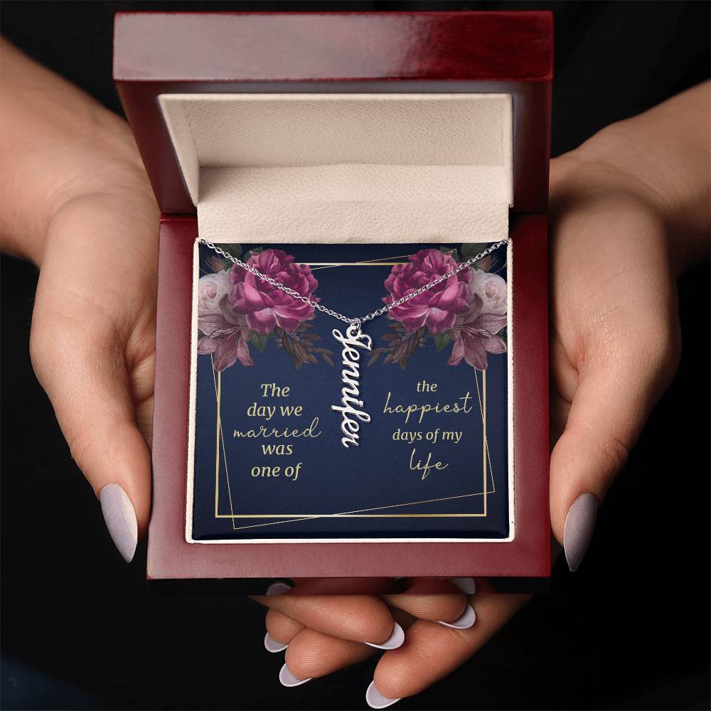 To My Wife / To my Soulmate Vertical Name Necklace W/MC Personalized Name Necklace – Known & Loved