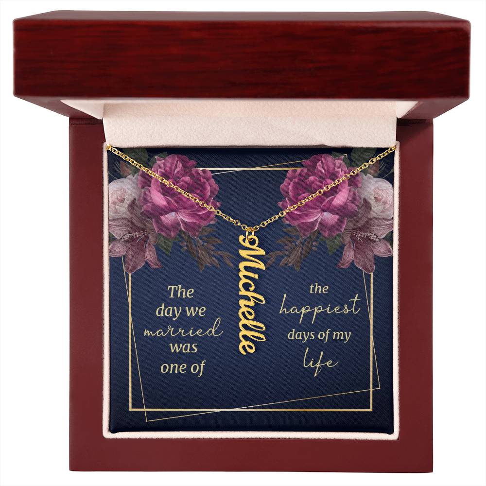 To My Wife / To my Soulmate Vertical Name Necklace W/MC Personalized Name Necklace – Known & Loved