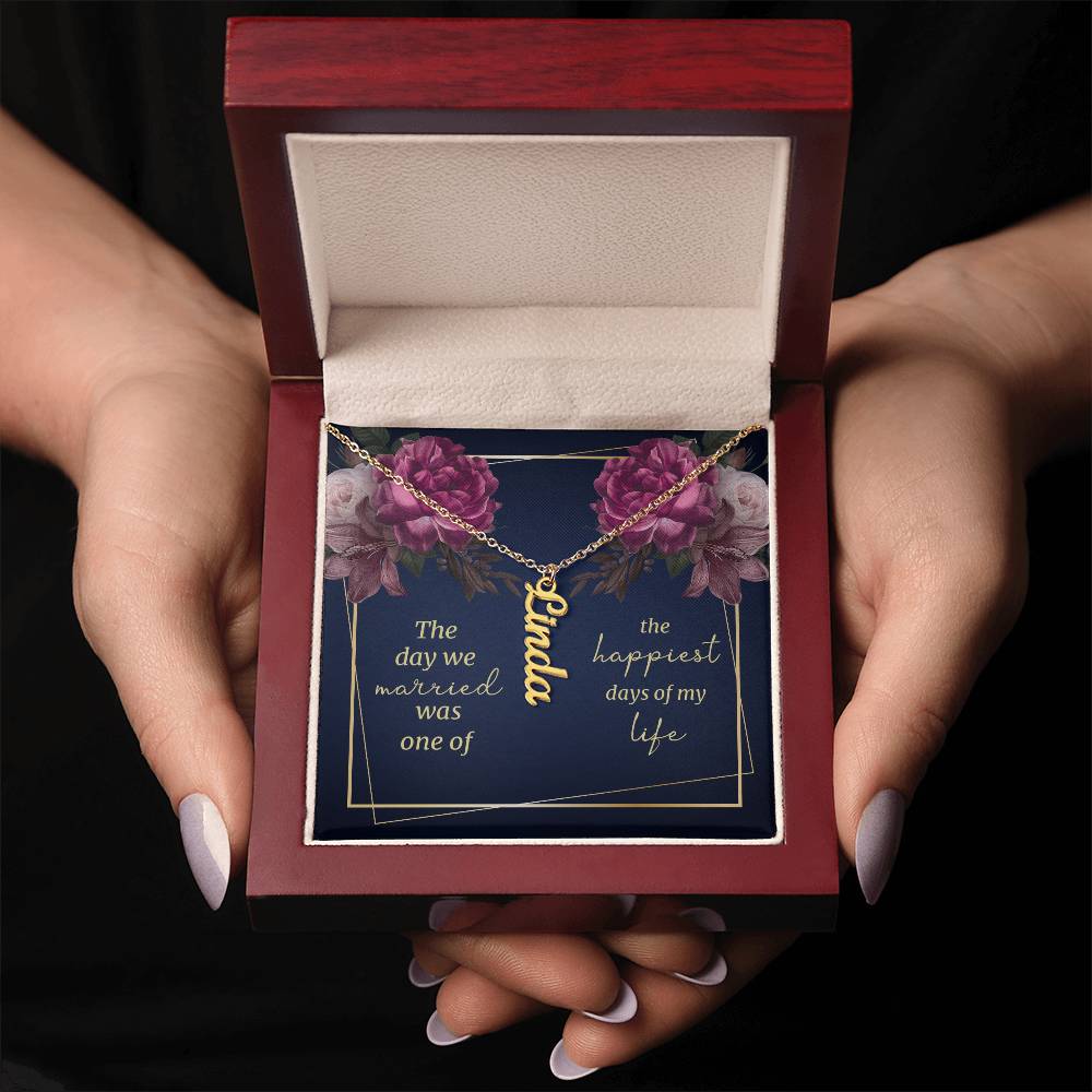 To My Wife / To my Soulmate Vertical Name Necklace W/MC Personalized Name Necklace – Known & Loved