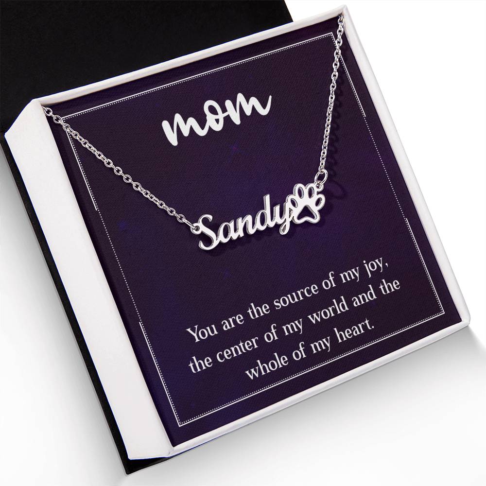 Pet Mom Personalized Name Necklace Paw Print Name Necklace W/MC for Mom