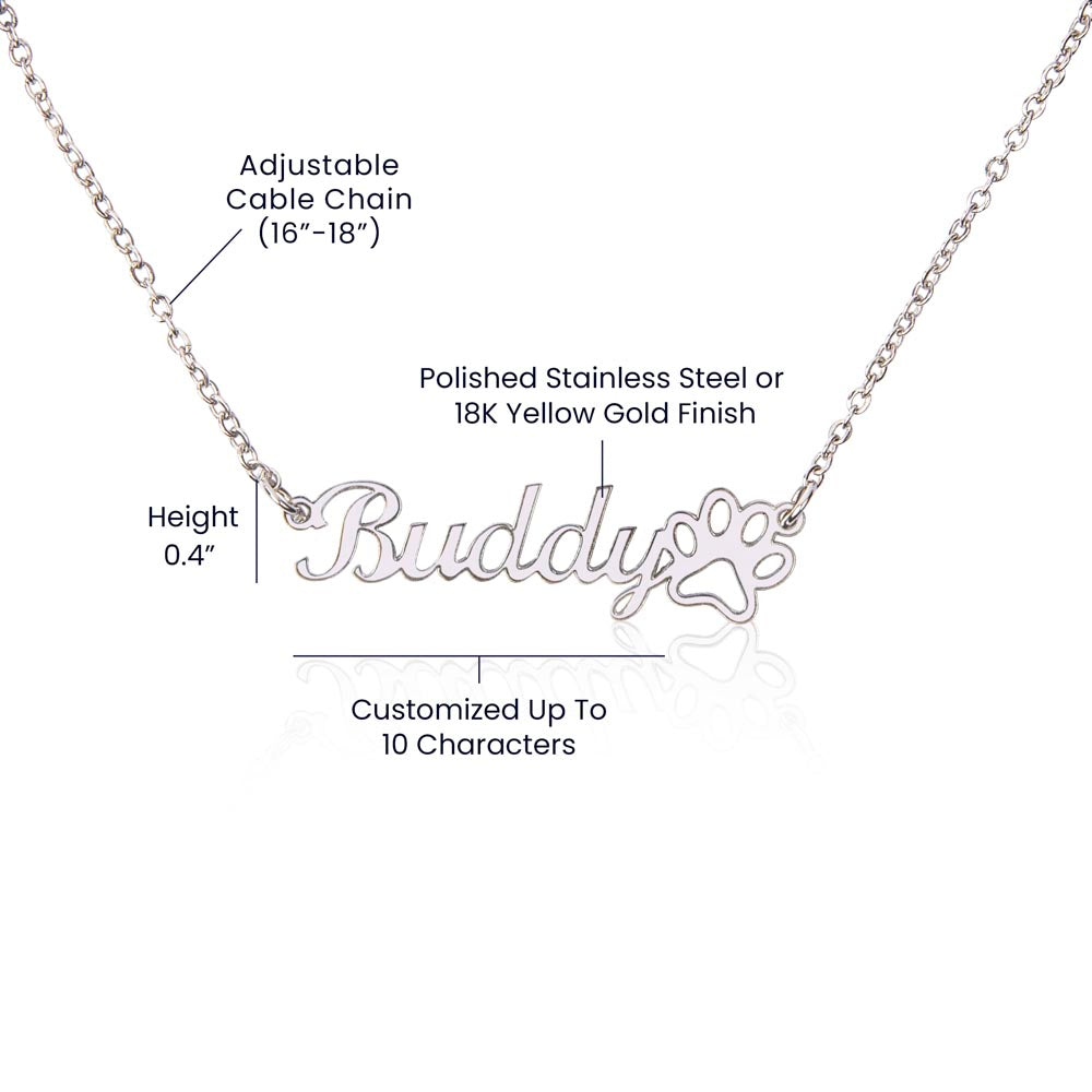 Pet Mom Personalized Name Necklace Paw Print Name Necklace W/MC for Mom