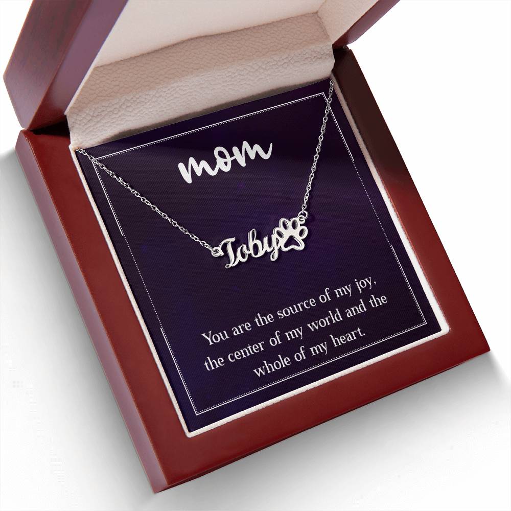 Pet Mom Personalized Name Necklace Paw Print Name Necklace W/MC for Mom