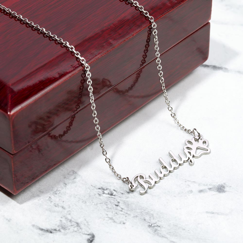 Pet Mom Personalized Name Necklace Paw Print Name Necklace W/MC for Mom