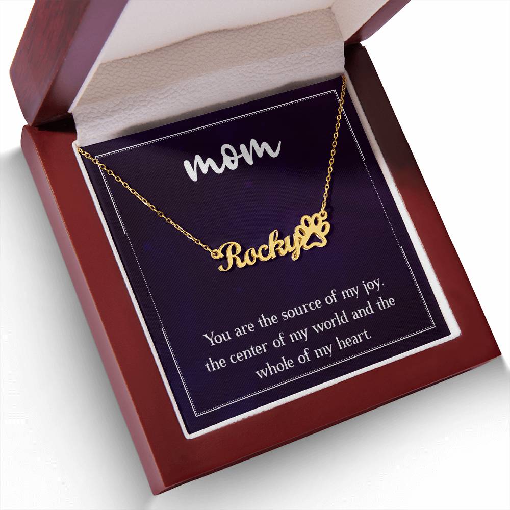Pet Mom Personalized Name Necklace Paw Print Name Necklace W/MC for Mom