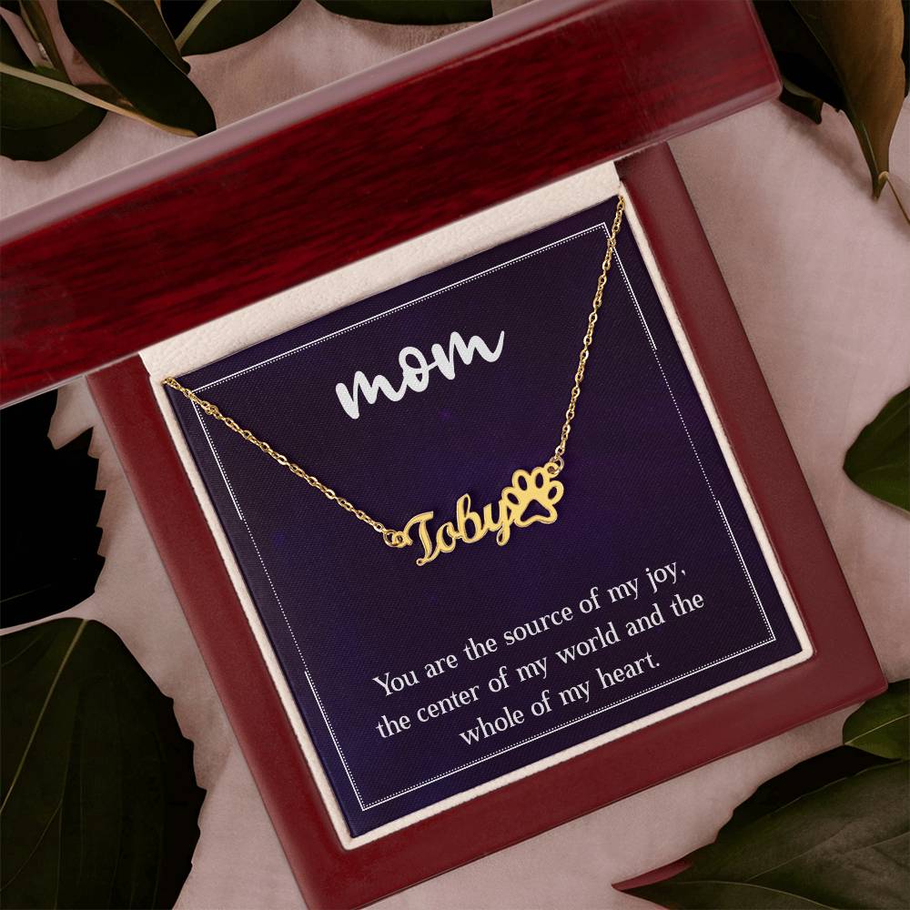 Pet Mom Personalized Name Necklace Paw Print Name Necklace W/MC for Mom