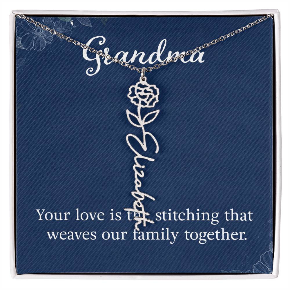 Multi Name Vertical Necklace_Grandma- Weaves our Family Together.