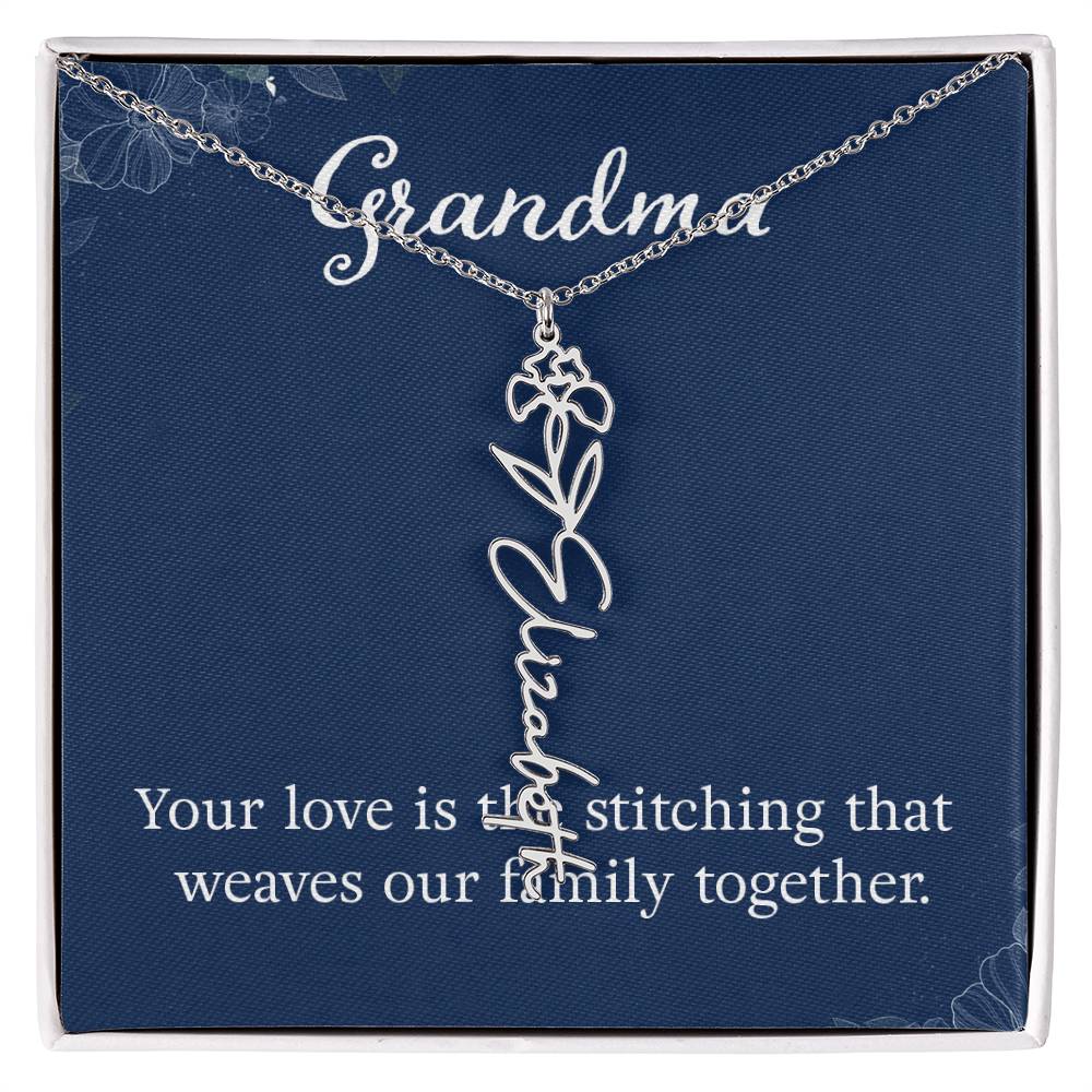 Multi Name Vertical Necklace_Grandma- Weaves our Family Together.