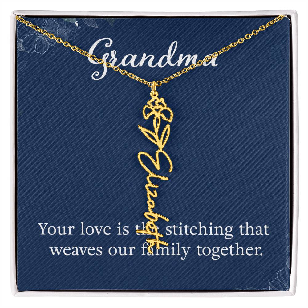 Multi Name Vertical Necklace_Grandma- Weaves our Family Together.
