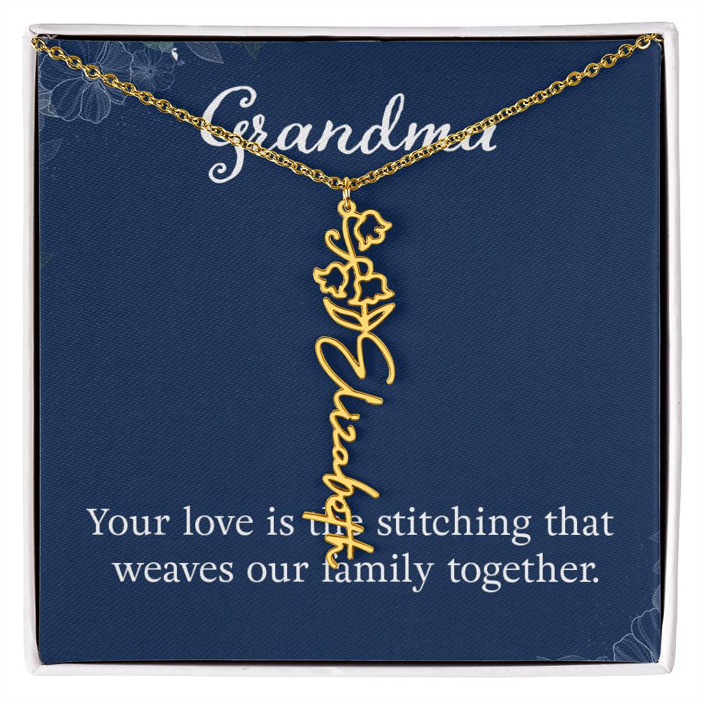 Multi Name Vertical Necklace_Grandma- Weaves our Family Together.