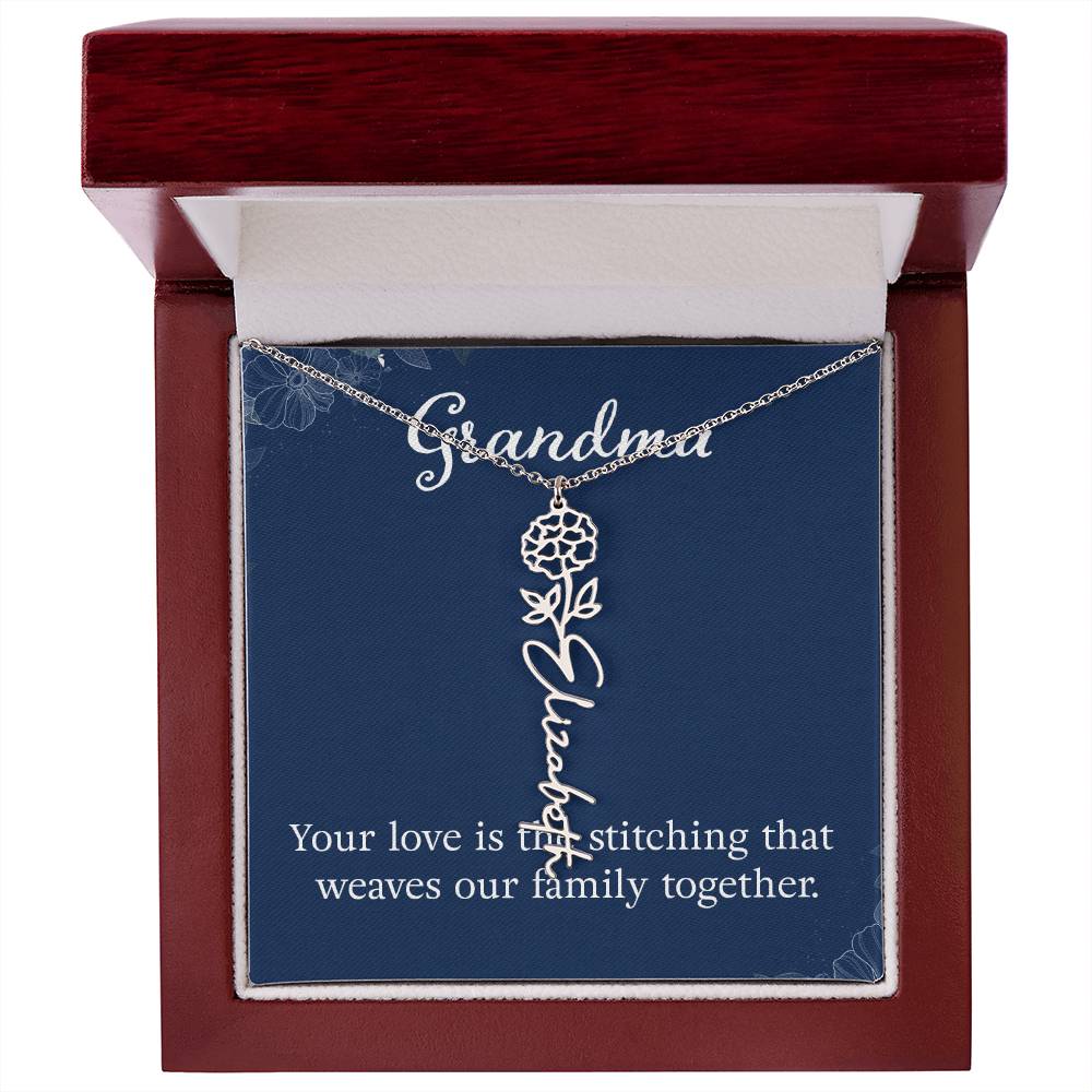 Multi Name Vertical Necklace_Grandma- Weaves our Family Together.