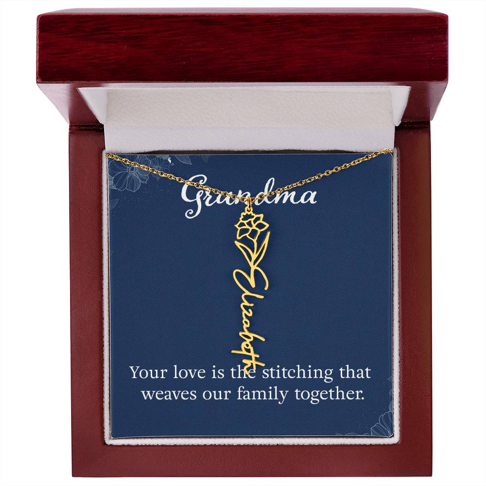 Multi Name Vertical Necklace_Grandma- Weaves our Family Together.