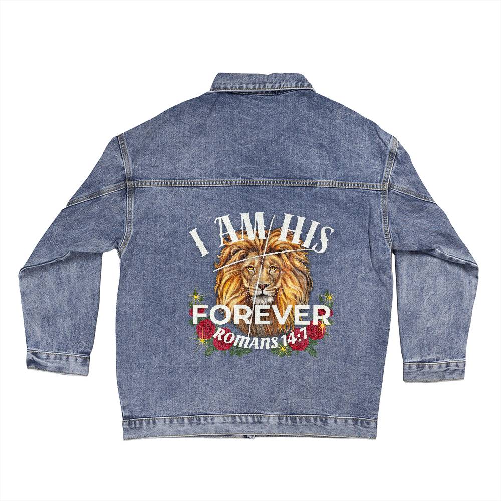 Oversized Women's DTG Denim Jacket I Am His Forever Psalm 139