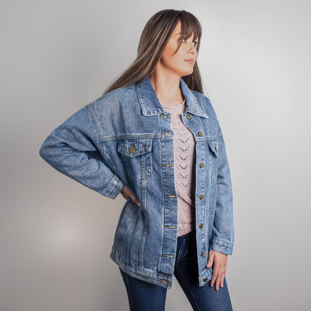 The Names of God YHWH-Tsidkenu The Lord our Righteousness Oversized Women's DTG Denim Jacket