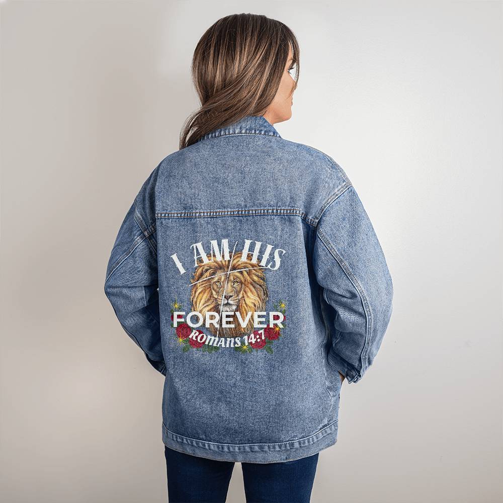 Oversized Women's DTG Denim Jacket I Am His Forever Psalm 139