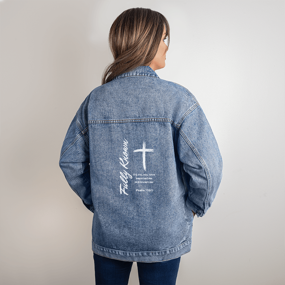 Oversized Women's DTG Denim Jacket Fully known Psalm 139 Series