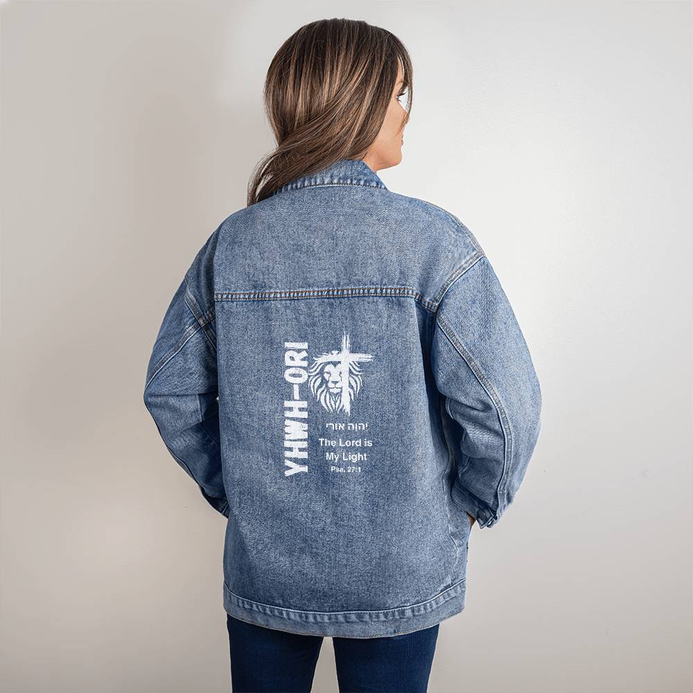 The Names of God YHWH-Ori The Lord is My Light Oversized Women's DTG Denim Jacket