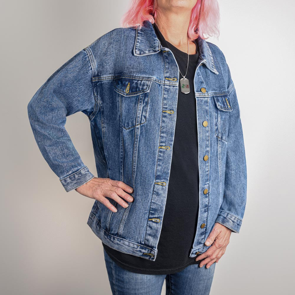 The Names of God YHWH-Ori The Lord is My Light Oversized Women's DTG Denim Jacket