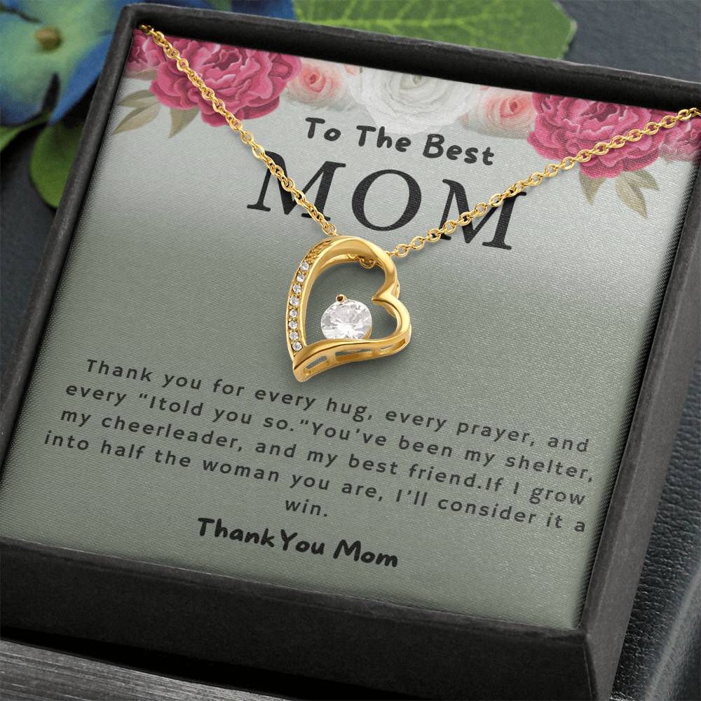To The Best Mom Thank You For Every Hug Forever Love Necklace