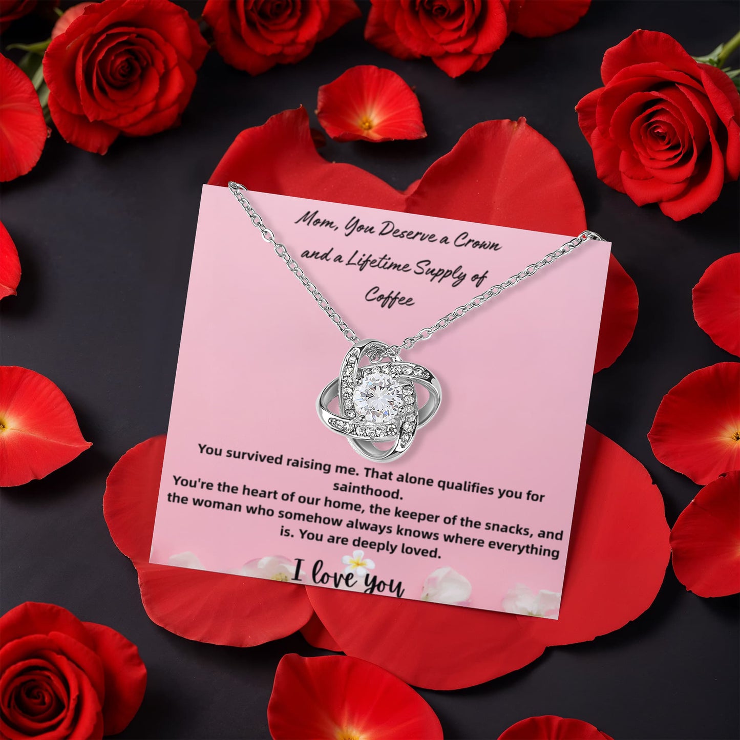 You Survive Raising Me Love Knot with Rotating Rose Gift Box