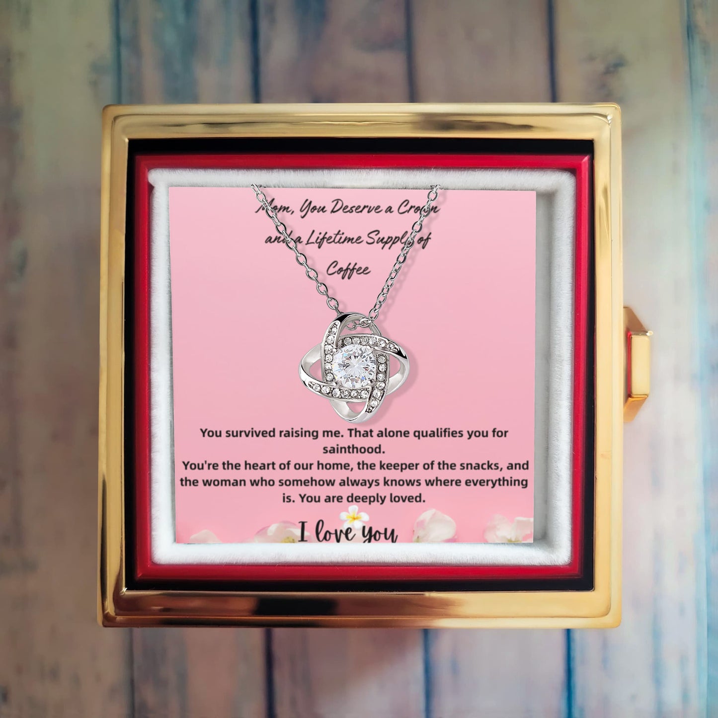 You Survive Raising Me Love Knot with Rotating Rose Gift Box