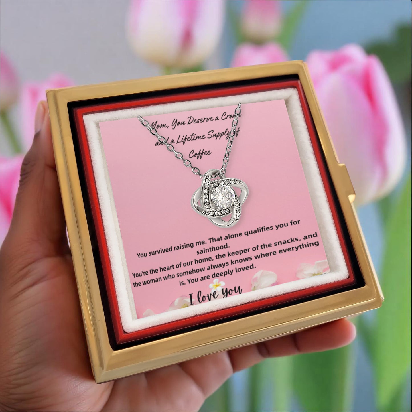 You Survive Raising Me Love Knot with Rotating Rose Gift Box