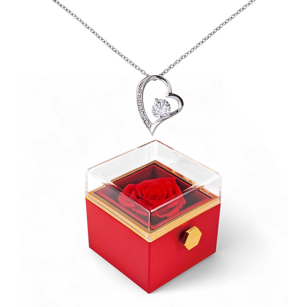 Forever Love Necklace with Preserved Rose Gift Box – Romantic Sentimental Jewelry No Message Card