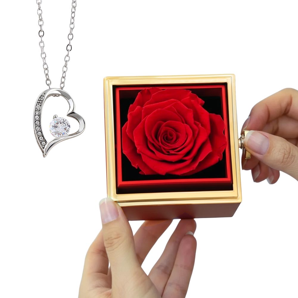 Forever Love Necklace with Preserved Rose Gift Box – Romantic Sentimental Jewelry No Message Card