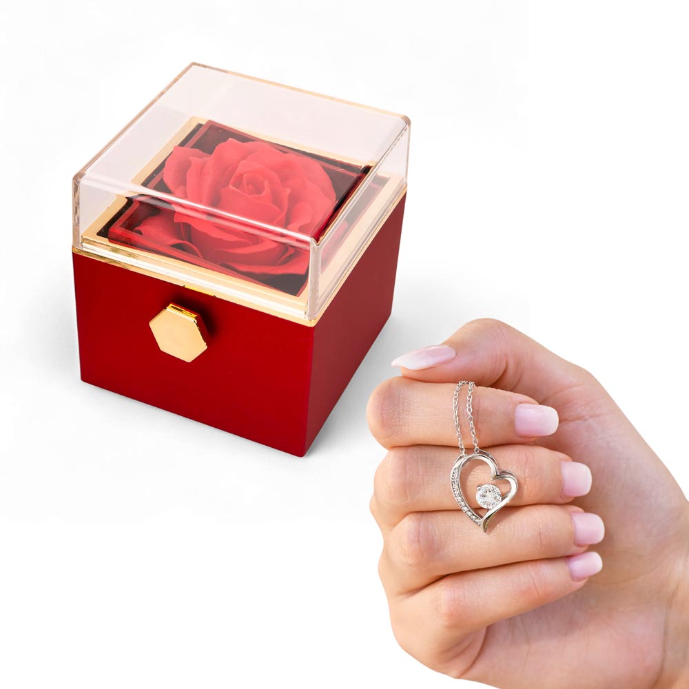 Forever Love Necklace with Preserved Rose Gift Box – Romantic Sentimental Jewelry No Message Card