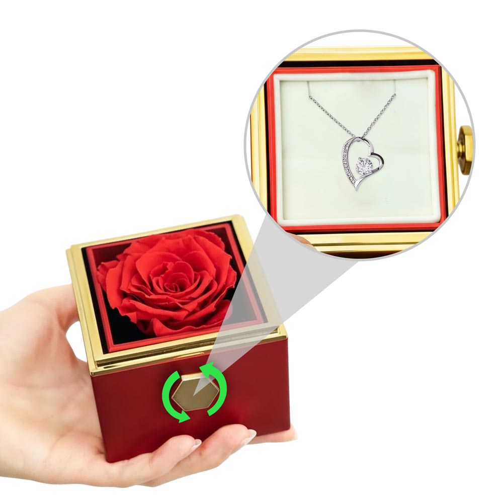 Forever Love Necklace with Preserved Rose Gift Box – Romantic Sentimental Jewelry No Message Card